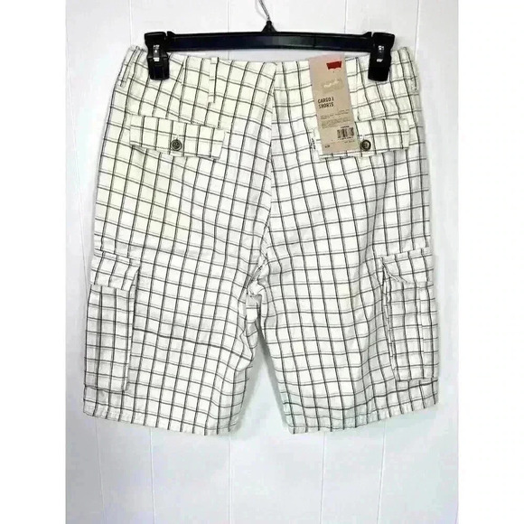 Levis Cargo Shorts Men’s 30 White Black Plaid Relaxed Fit White Tab Cotton NEW - Picture 4 of 12